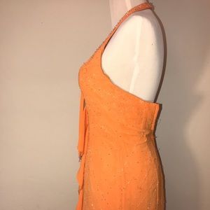 Orange sequined gown